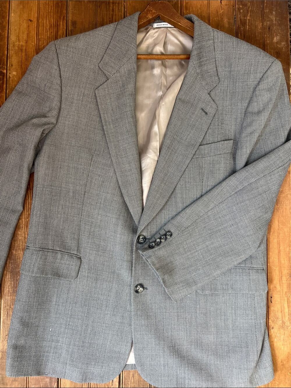 Vintage 90s Hugo Boss Light Gray Textured Sport Coat size 40